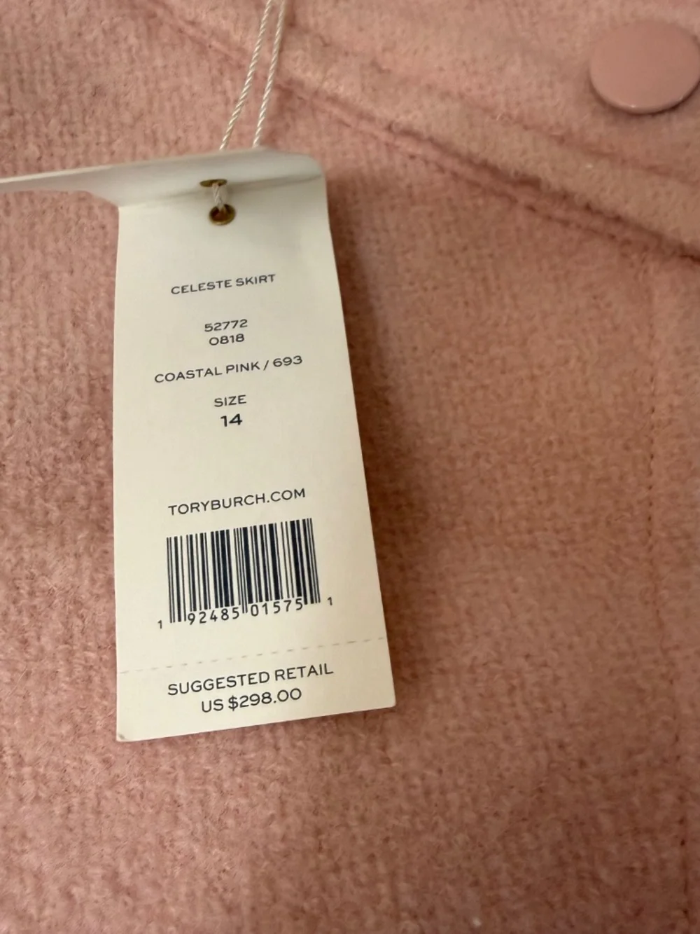NWT Tory Burch Celeste Mini Wool Skirt in Coastal Pink Size 14